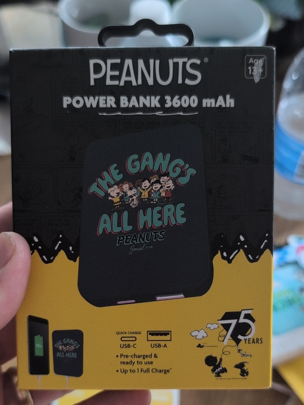 brand New Peanuts Themed The Gangs All Here Black Power Bank